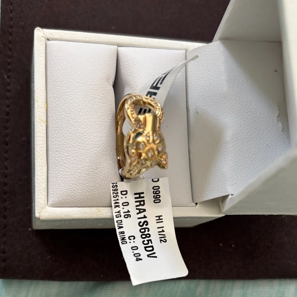 Effy silver with gold overlay Panther Ring with diamond Accents - Picture 3 of 5